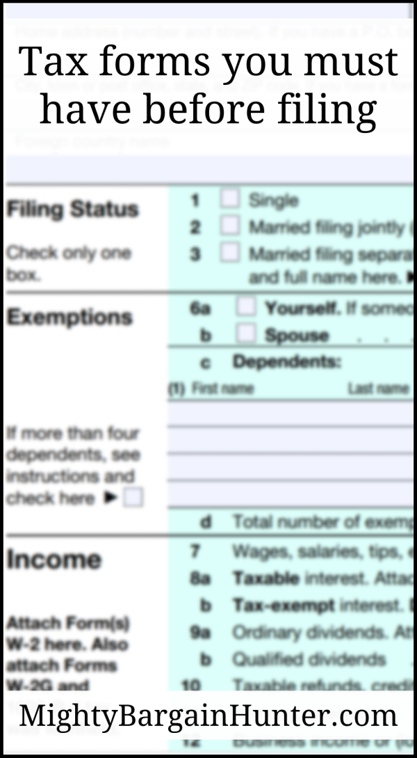 Tax forms you must have before filing - Mighty Bargain Hunter